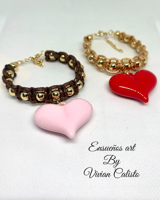 Corazón Acrílico — Pulsera Ajustable
